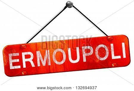 Ermoupoli, 3D rendering, a red hanging sign