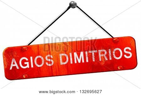 Agios dimitrios, 3D rendering, a red hanging sign
