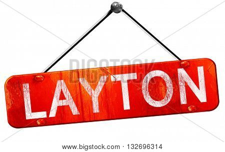 layton, 3D rendering, a red hanging sign