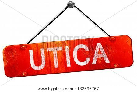 utica, 3D rendering, a red hanging sign