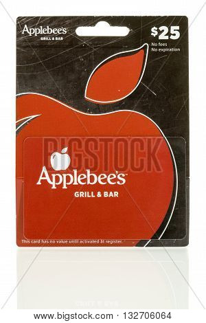 Winneconne WI - 25 May 2016: Applebee's gift debit card on an isolated background