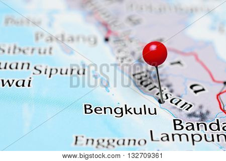 Bengkulu pinned on a map of Indonesia