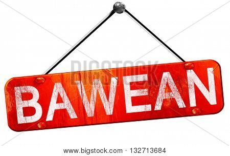 Bawean, 3D rendering, a red hanging sign