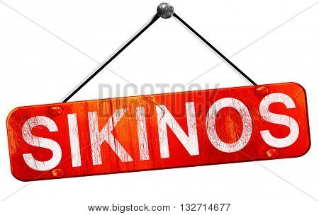 Sikinos, 3D rendering, a red hanging sign