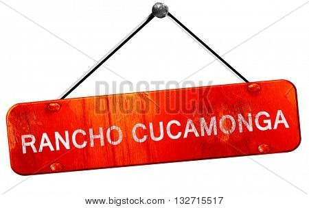 rancho cucamonga, 3D rendering, a red hanging sign