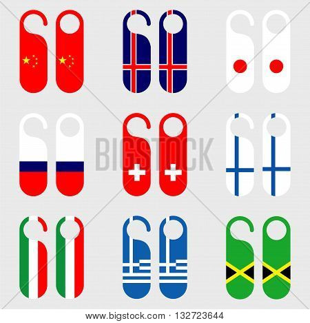 Set of flag door hanger vector illustration