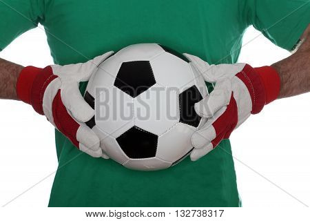 soccer player with green trikot and soccer ball