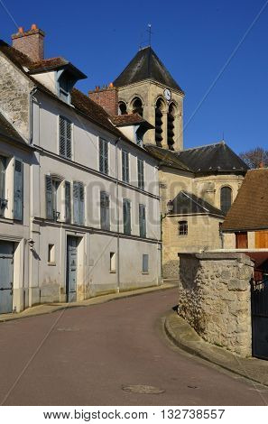 Oinville sur Montcient France - february 19 2016 : the picturesque village in winter
