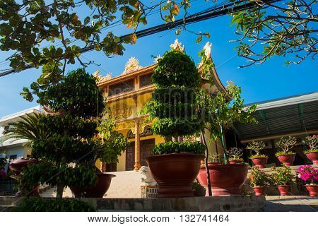 Beautiful Temple. Oid Church, Under Sunny Sky.mui Ne, Vietnam.