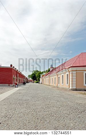 SAINT-PETERSBURG RUSSIA - June 09.2008: Old street in the territory of the Peter and Paul Fortress