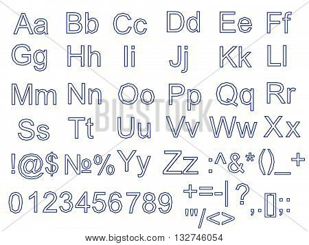 Vector illustration of a of the alphabet and symbols. Polygon. 3D. Isolated. EPS 8.