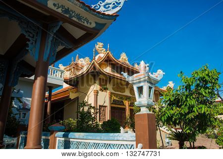 Beautiful Temple. Oid Church, Under Sunny Sky.mui Ne, Vietnam.