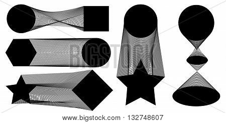Vector illustration of a set of templates. Geometric figures linked by hundreds of lines, occurrence will transition between them. EPS 8.