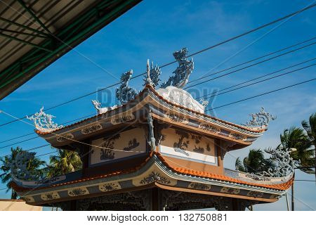 Beautiful Temple. Oid Church, Under Sunny Sky.mui Ne, Vietnam.