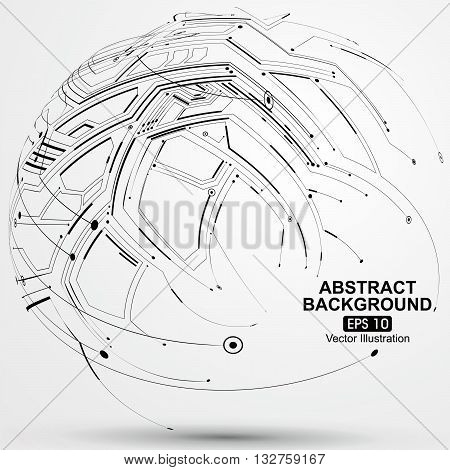 Point and line constructed the sphere wireframe, technological sense, abstract illustration.