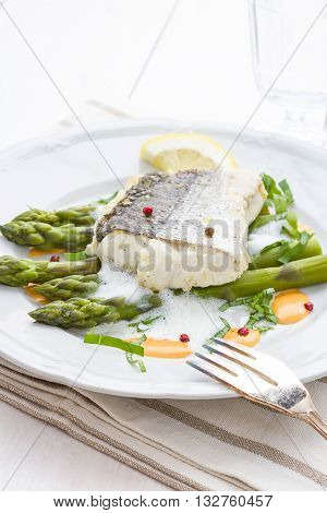 Hake Fillet With Asparagus Foam Sauce