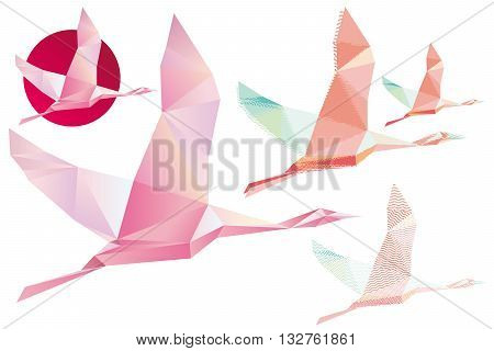 Shadoof, Abstract Crystal Pink shadoof, shadoof in flight, wildlife bird, symbol