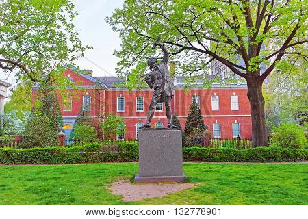 The Signer Statue In Signers Park Of Philadelphia In Pa