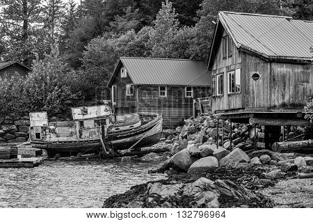 Black And White Rustic Alaskan Scene