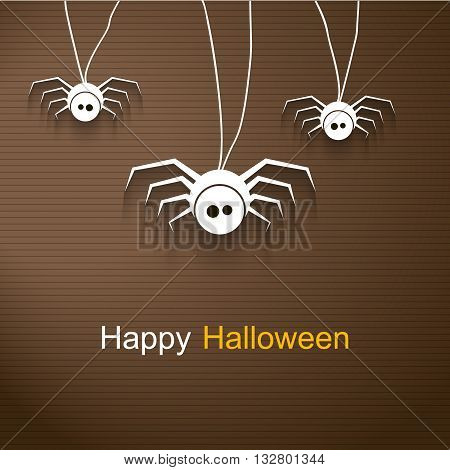 Hapy Halloween background with cute spiders vector