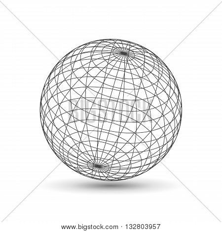 Wireframe globe icon, 3d version design template vector