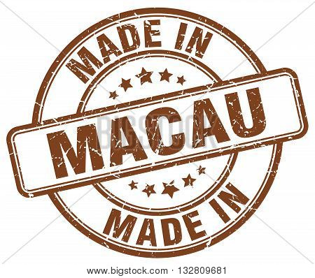 made in Macau brown round vintage stamp.Macau stamp.Macau seal.Macau tag.Macau.Macau sign.Macau.Macau label.stamp.made.in.made in.