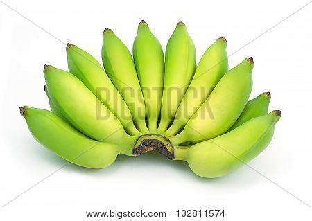 Pisang Awak banana Kluai Nam Wa Cultivate banana on isolate white background. green asian banana isolated background.