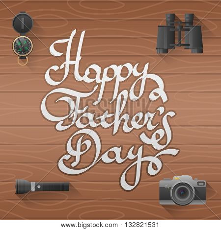 Happy father day Lettering vector illustration. Typographical Background