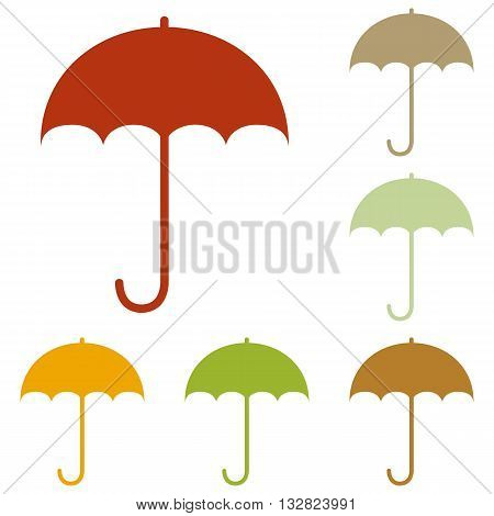 Umbrella sign icon. Rain protection symbol. Flat design style. Colorful autumn set of icons.