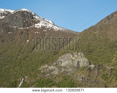 the village of flam in a norwegian fjoerd