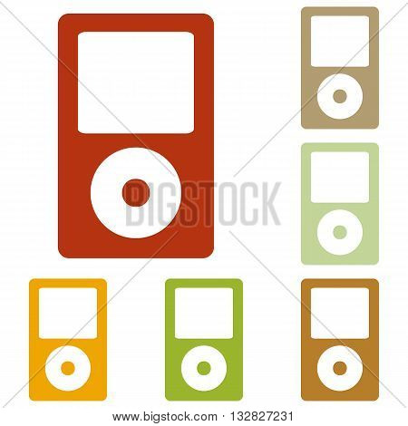 Portable music device. Colorful autumn set of icons.