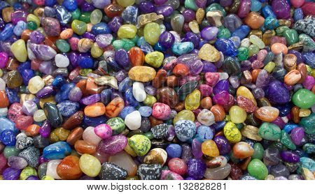 Brightly colored and variegated stones and pebbles
