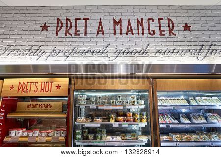 NEW YORK - CIRCA MARCH, 2016: inside Pret a Manger. Pret a Manger is a sandwich shop chain based in the United Kingdom