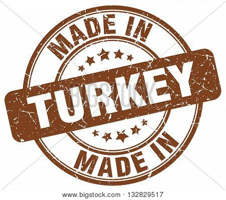 made in Turkey brown round vintage stamp.Turkey stamp.Turkey seal.Turkey tag.Turkey.Turkey sign.Turkey.Turkey label.stamp.made.in.made in.