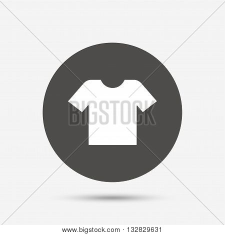 T-shirt sign icon. Clothes symbol. Gray circle button with icon. Vector