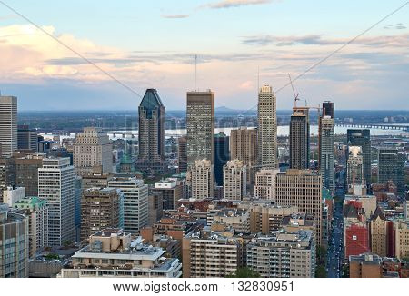 MONTREAL CANADA - MAY 27 2016 : Scenic view of spring downtime Montreal.