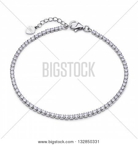 Close-up Of Silver Bracelet With Diamonds
