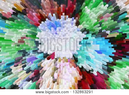 Impressionism Painting With Extrusion Effect, Colored Floral Background, Bright Colorful Abstract, E