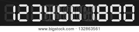 set of vector digital numbers on black background for digital calculator