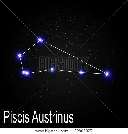 Piscis Austrinus Constellation with Beautiful Bright Stars on the Background of Cosmic Sky Vector Illustration EPS10