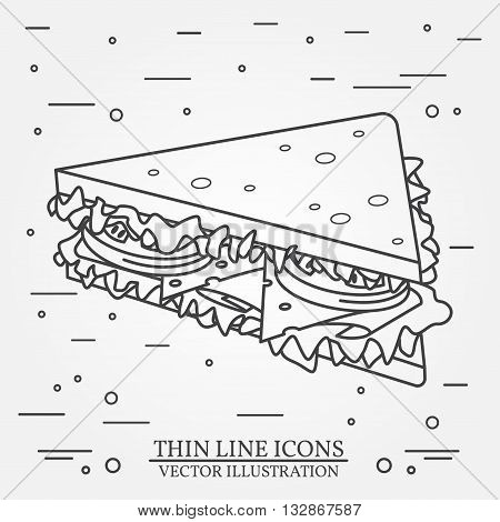 Vector Thin Line Icon Sandwich. For Web Design And Application Interface, Also Useful For Infographi