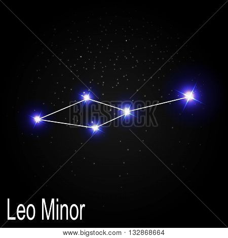 Leo Minor Constellation with Beautiful Bright Stars on the Background of Cosmic Sky Vector Illustration EPS10