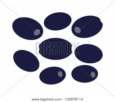 Dark olives on a white background vector illustration healthy organic mediterranean fruit vector illustration. Blue olive and healthy olive isolated food. Vegetarian olive branch.
