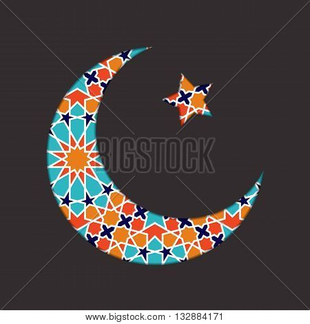 Islamic ramadan greeting card. Islamic Ramadan decoration. Islamic moon and star vector illustration. Ramadan template
