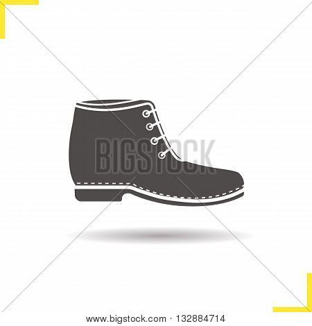 Boot icon. Drop shadow shoe silhouette symbol. Male and female winter shoe. Winter fashion footwear. Boot logo concept. Vector shoe isolated illustration