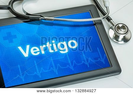 Tablet with the diagnosis Vertigo on the display