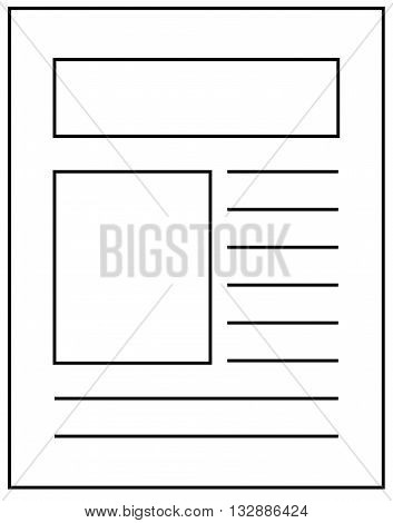 outline icon of newspaper article document new event page