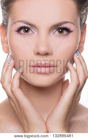 Beauty Spa Woman with perfect skin Portrait. Beauty young woman Smile. Natural Plump full Lip. Lips augmentation.