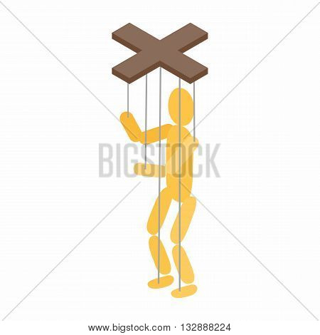 Puppet icon in isometric 3d style on a white background