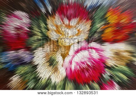 color extrusion floral background bright colorful abstract extrusion blocks and pyramids the gradient for the background and texture 3D extrusion flowers pattern for fabrics and fashion design